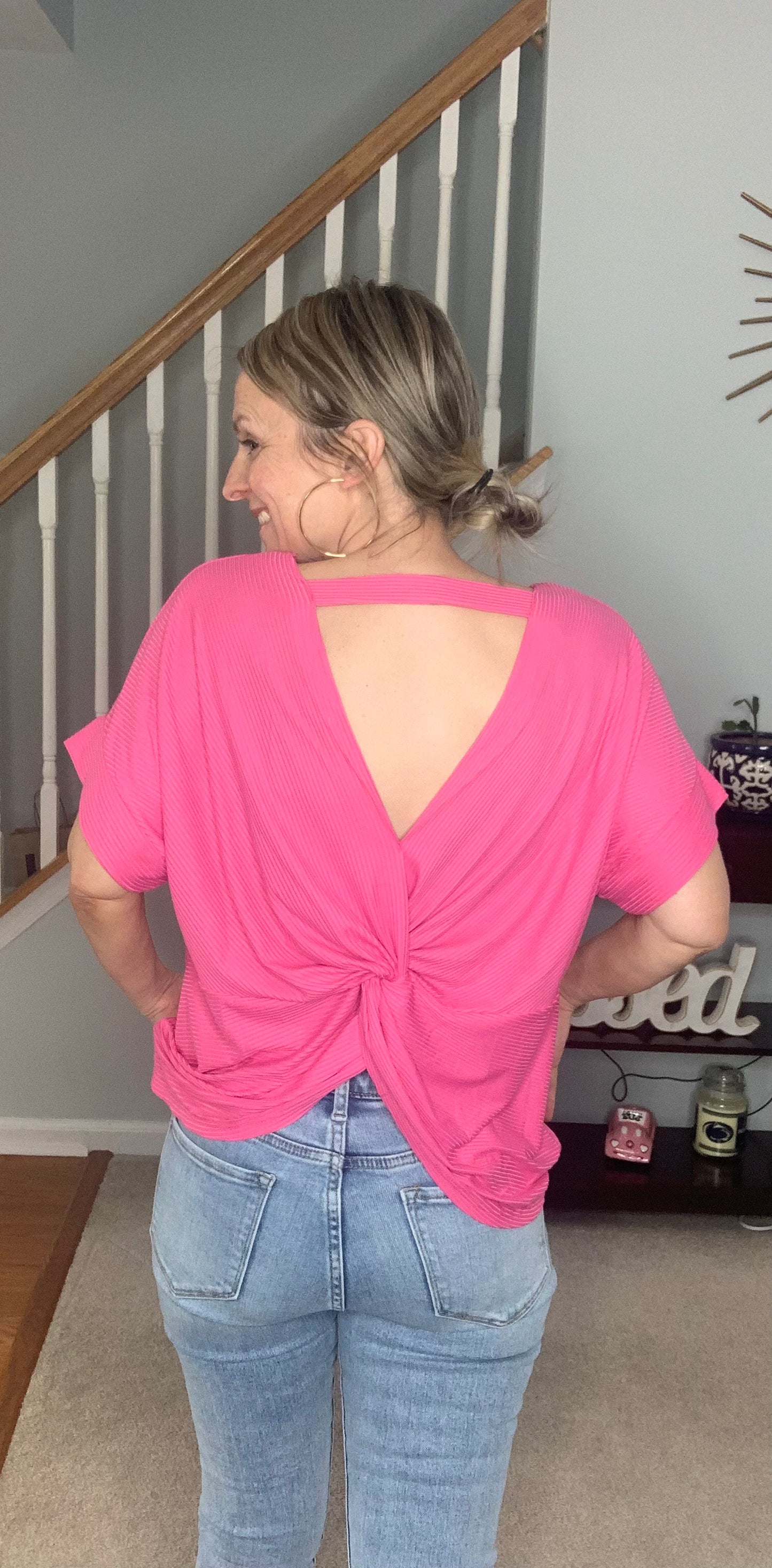 Fuschia Open Back Top