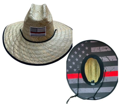 Red Thin Line Straw Hat