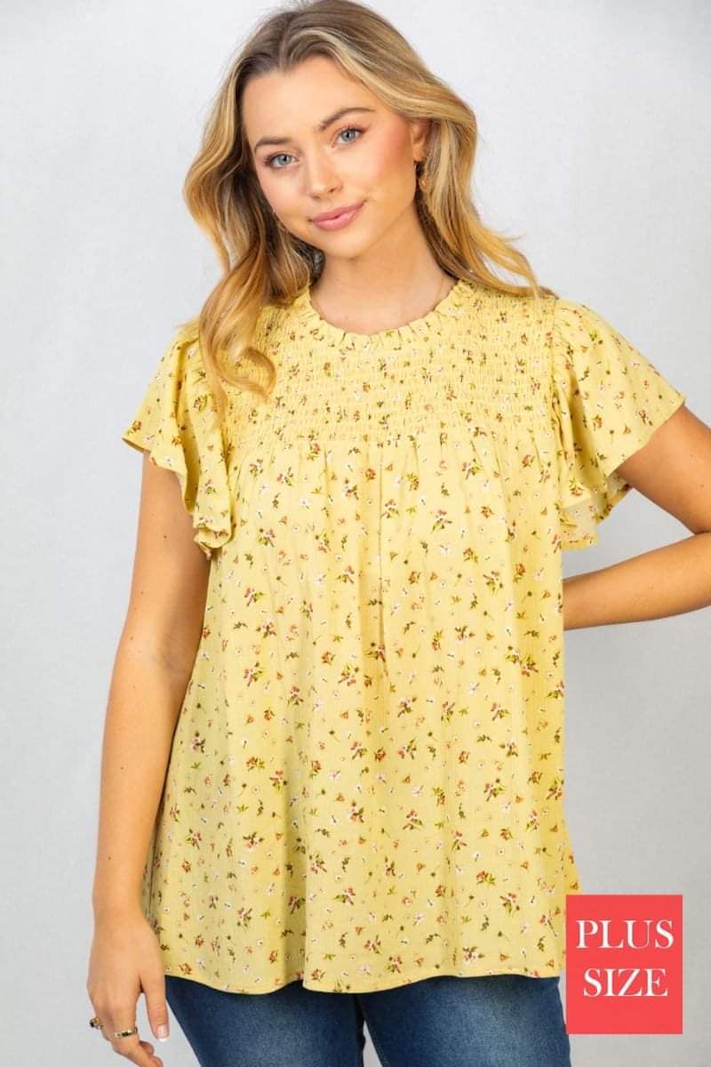 Printed Baby doll Top-Honey-Plus