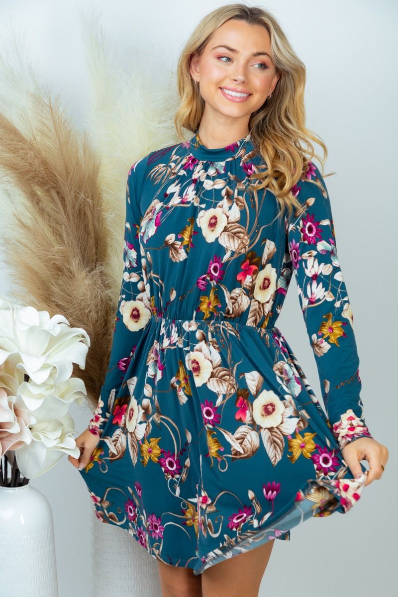 Hunter Green Floral Dress