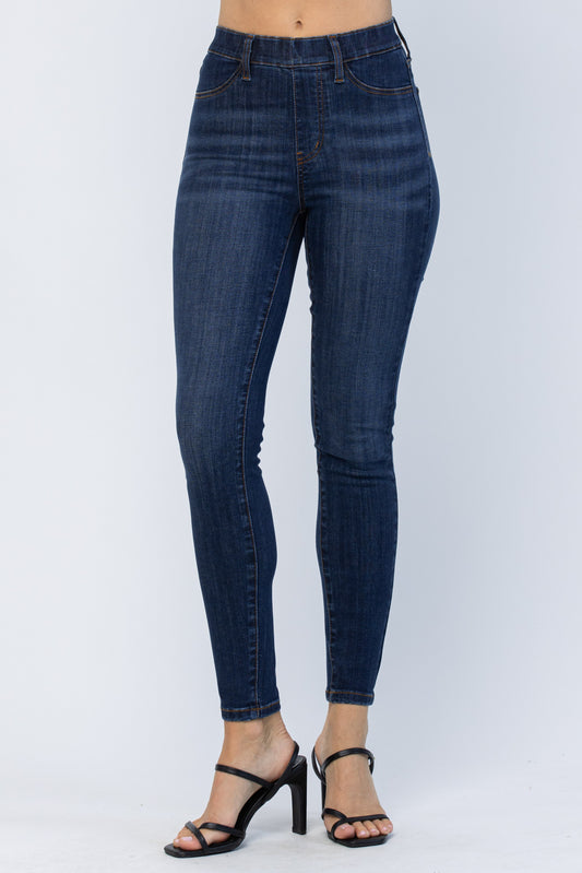 Judy Blue Pull On Jeans-Dark